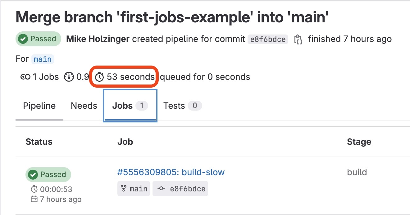 Pipeline Job output in gitlab